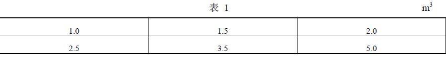 贮液器的名义容积应符合表 1 的规定